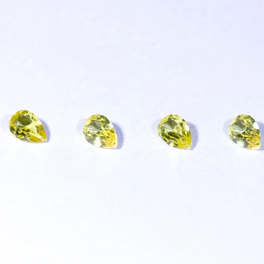 Clear Clarity Sri Lanka Natural Corundum Heated Loose Gems Top Quality5A 2.5x3mm Pear Shape Natural Yellow Sapphire for Jewelry