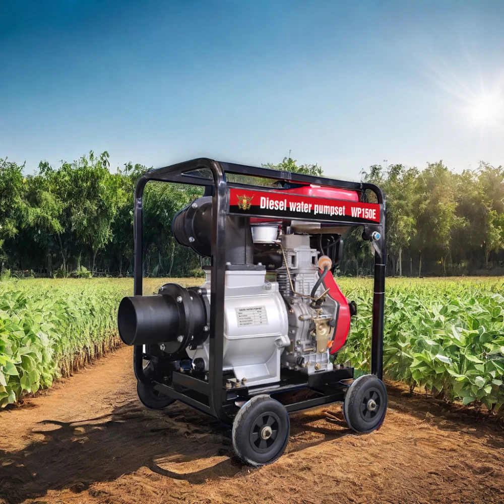 Electric 6 Inch Water Pump Diesel with 15HP 220V for Wastewater Treatment Irrigation With Wheels
