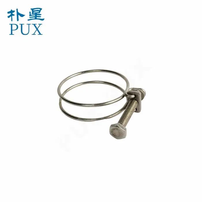 High Quality Pretty Tension Adjustable Galvanized Steel/stainless steel Double Wires Hose Clamp Steel Pipe Clamp Bolt Clamp