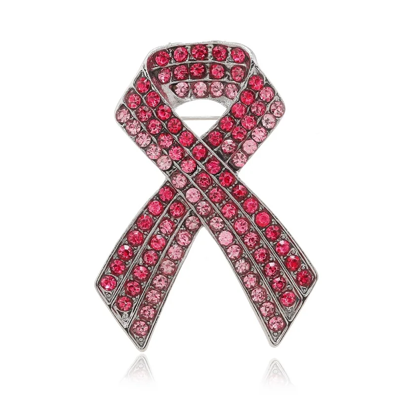 Trendy Pink Ribbon Rhinestone Brooches Breast Cancer Awareness Brooch Pin HIV And AIDS Badge Women Brooch Jewelry