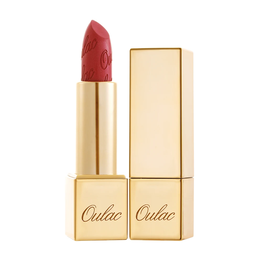 
oulac metallic apricot metallic nude gold metallic cool toned pink with silver sheen metallic shine finish lipstick 