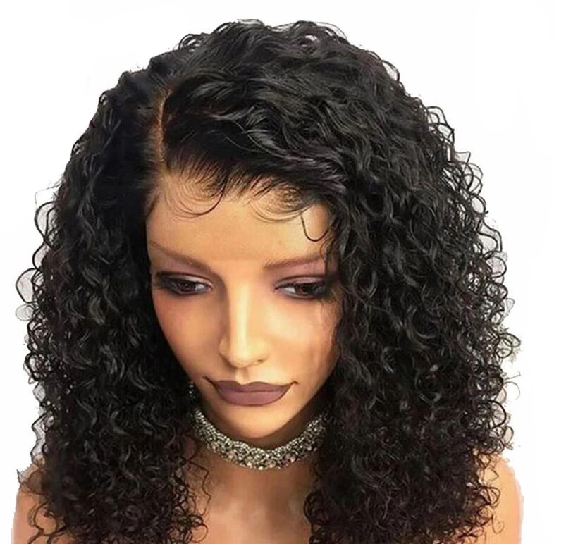 Быстрая доставка от производителя бразильские человеческие волосы выровненные кудрявые Детские волосы 360 парик на сетке фронтальный парик