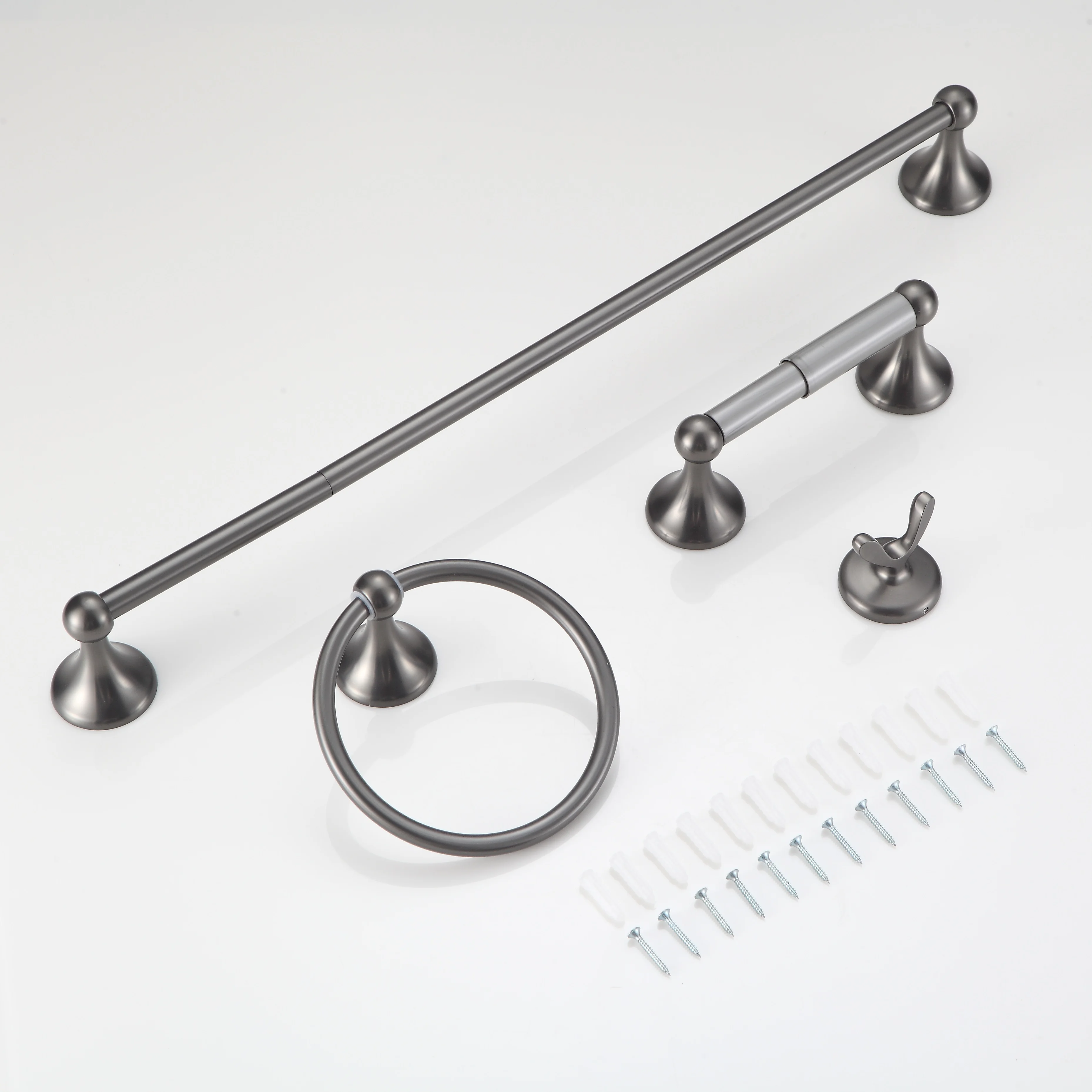4 Piece Gun Grey zinc alloy wall mounted Bathroom Accessories Hardware set