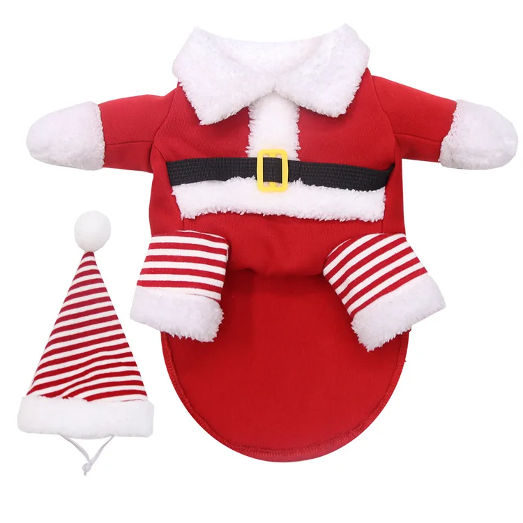 Small Large Dogs Pet Cat Christmas Santa Claus Clothes Warm Outfit Costume,S