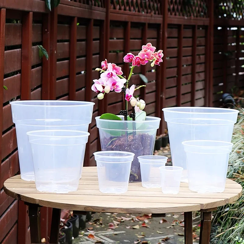 3/4/5/6/7/8/9 Inch Transparent Flower Pot PP Orchid Pots planter clear orchids plastic pot with holes