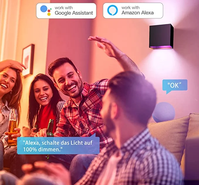 Tuya intelligent app control Smart RGBCW Color Outdoor Lighting Waterproof IP67 Garden Smart Wifi LED Wall Lamps for home