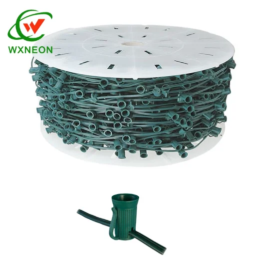 1000ft 12 inches Spacing Spt-1 spt-2 18AWG/2 Cords C9 Spool Socket Wire String Lights