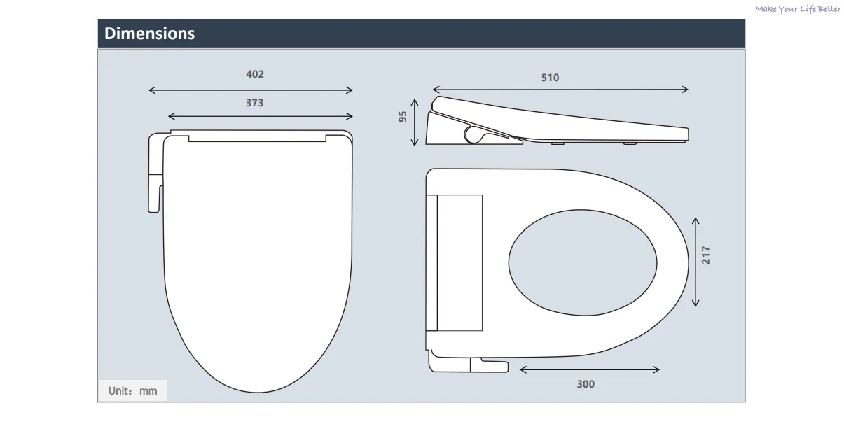 Intelligence Bidet Seat adjustable water and seat temperature rare wash and bidet wash self-cleaning quick install smart bidet