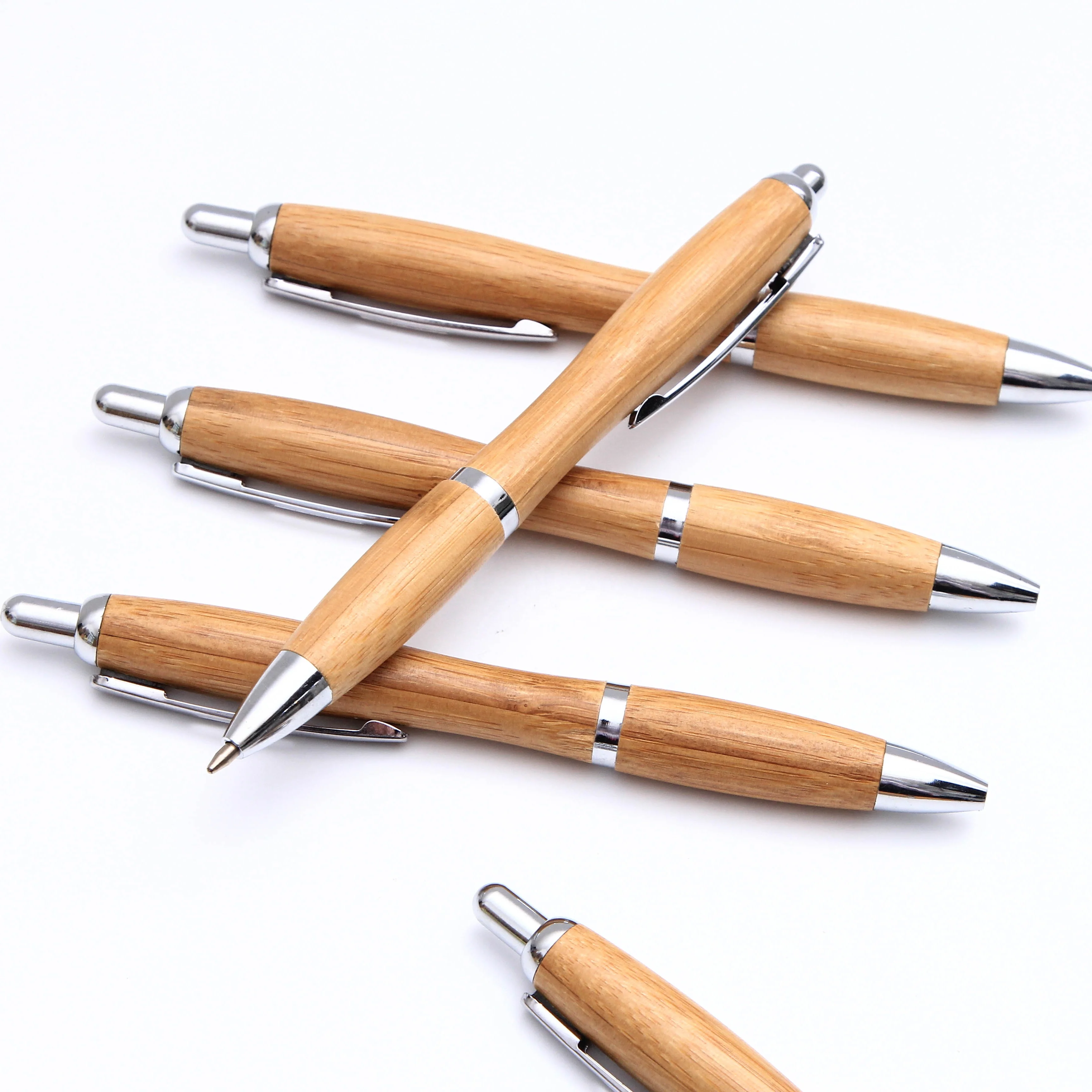 wholesale advertising Customized logo bamboo pencils gift environmental eco bamboo ballpoint pen wooden bamboo pens