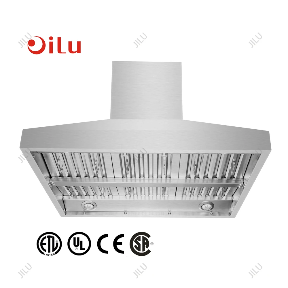 Commercial Kitchen 4-Speed BBQ Range Hoods with Twin Motors Stainless Steel ETL Approved Low Noise for Household Use