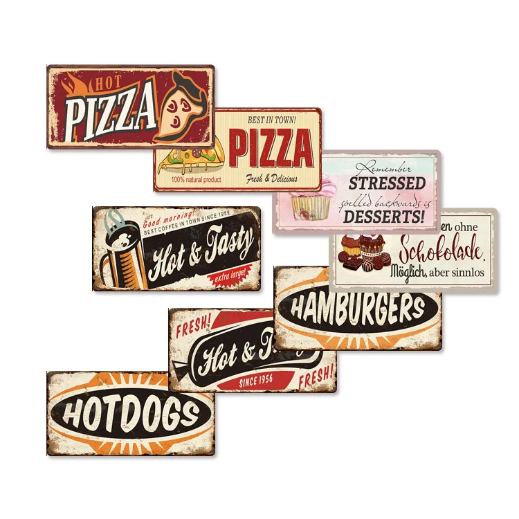 
Tin sign 15X30CM customized design UV letter printing food license Plate Number retro metal signs for home decor 