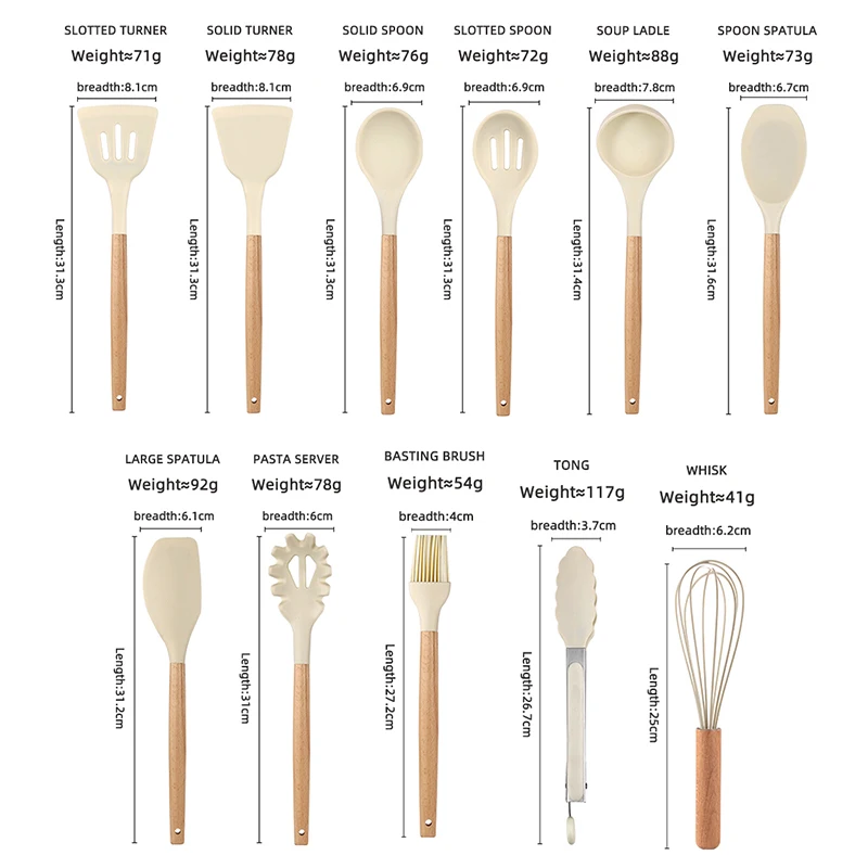 Premium Colorful Silicone Kitchen Utensils Wholesale Kitchen Cooking 11Pcs Silicone Utensils Sets