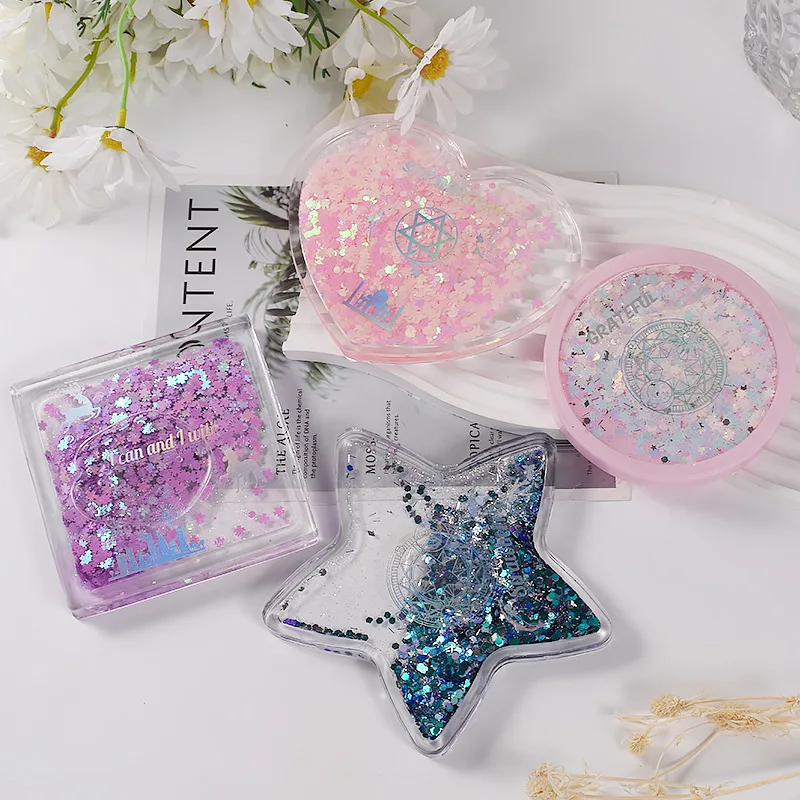 Epoxy Resin Square round Love Five-Pointed Star Quicksand Listing Diy Photo Frame Silicone Mold