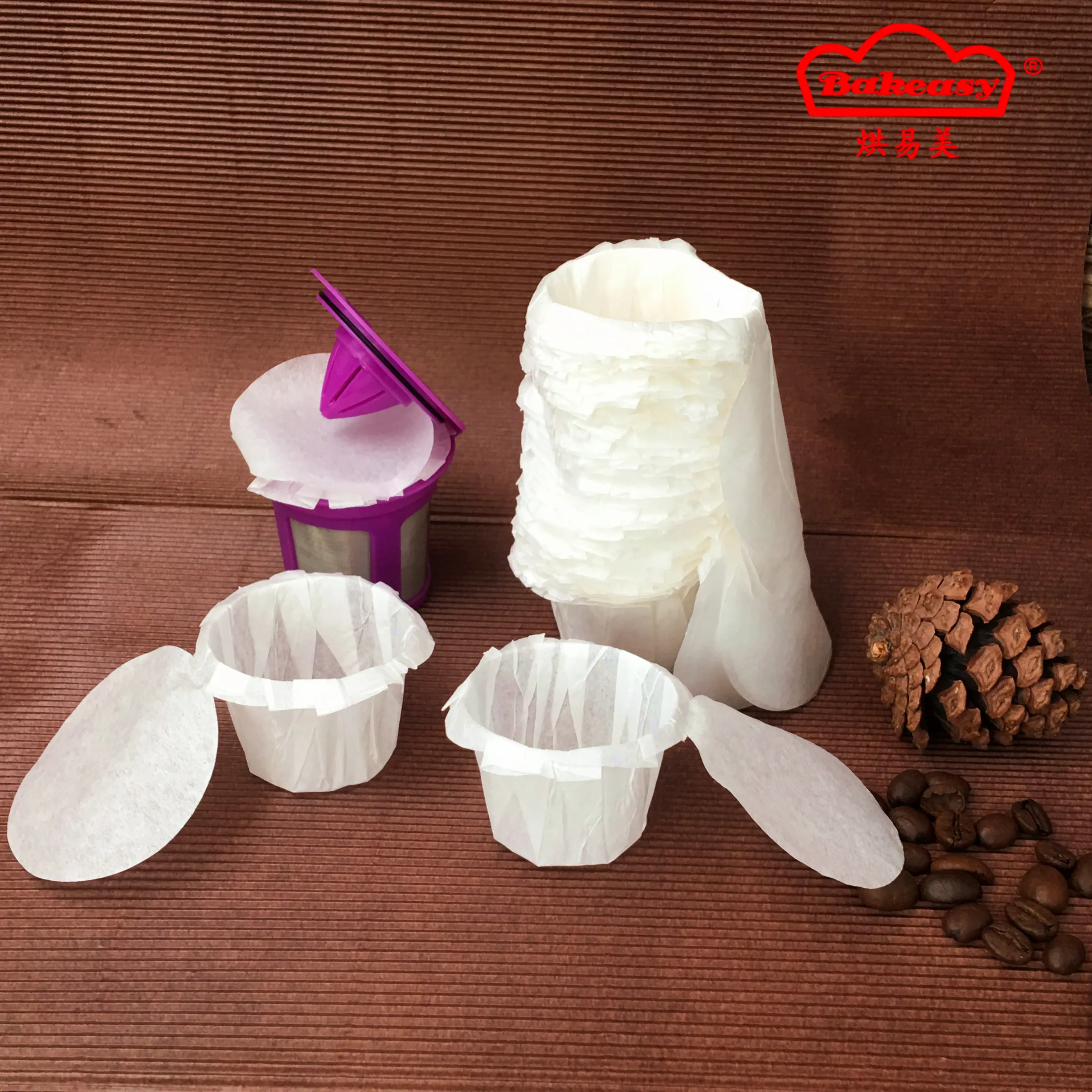 k cup filters with lid compostable paper filter in white and unbleached color