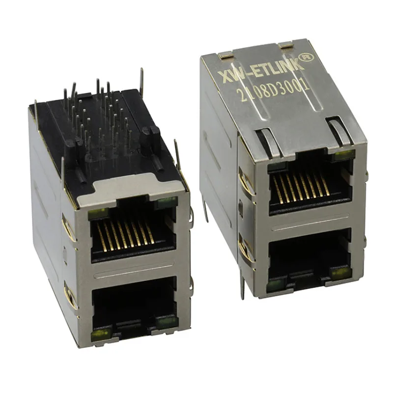 
2x1 port RJ45 Female Connector ethernet connector rj45 modular jack led connector 