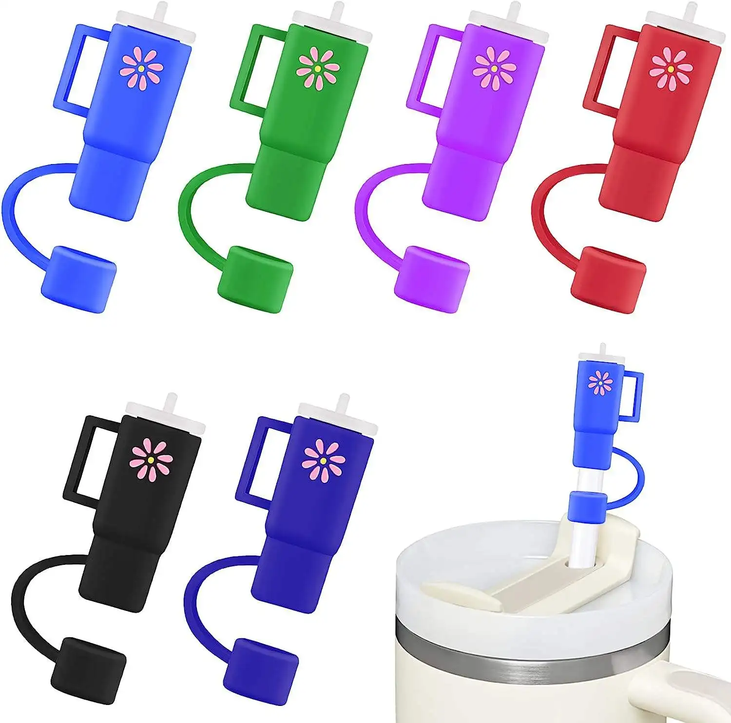 Straw Cover Cap for Stanley Cup Silicone Straw Topper Stanley Tumbler Straw Tip Covers for Stanley Cups Accessories