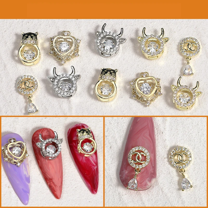 Light luxury manicure zircon diamond jewelry bull head super flash color retention nail drill stickers do not fade