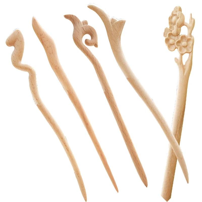 Wooden Hair Sticks Retro Wooden Hairpin Customization Vintage Hair Handmade Carved for Women Bun Chignon Holder