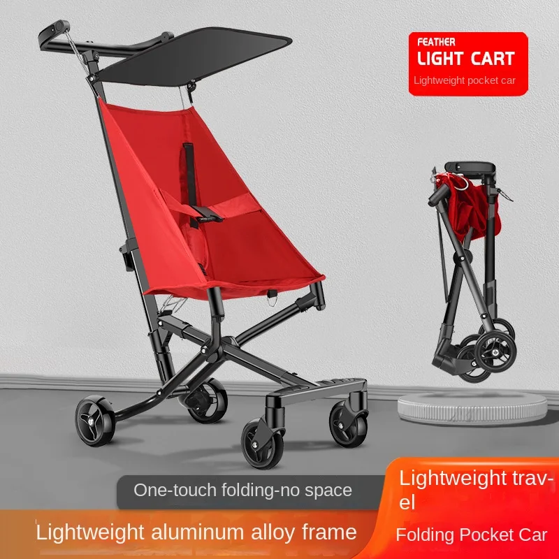 Lightweight Aluminum Alloy Baby Stroller Simple Foldable High-Landscape Pocket Cart with Sliding Feature New Design for Children