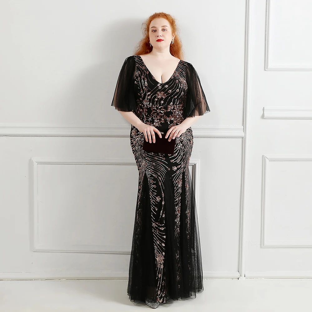 16272-S#Super Size The Muslim evening dress Arab Royal Long Evening Dresses Plus Size Mom bridesmaids evening dresses