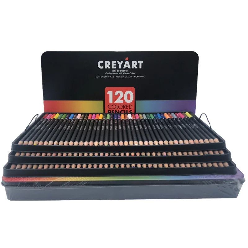 Cross border 120 color tinplate box color pencil set professional adult drawing stationery art supplies