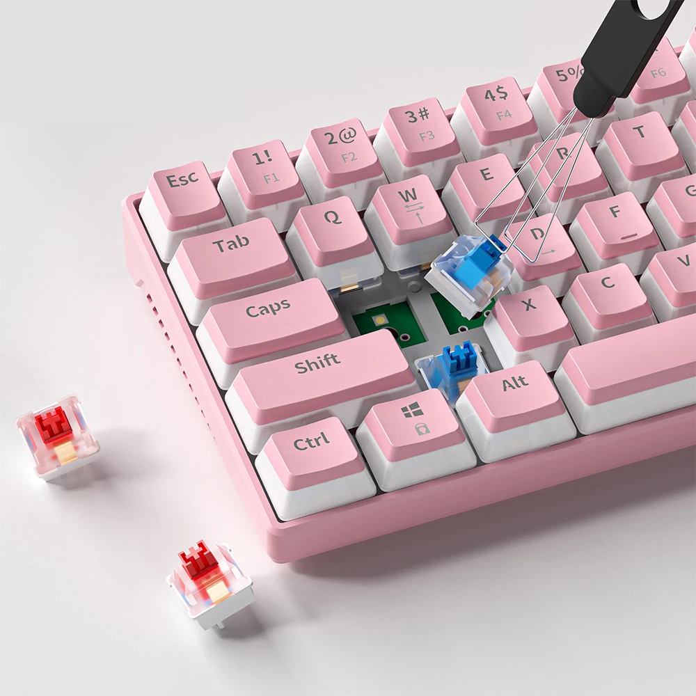 60% Keyboard Rgb Pbt 61 Keykaps Computer Gaming Hot Swap Mechanical Keyboard