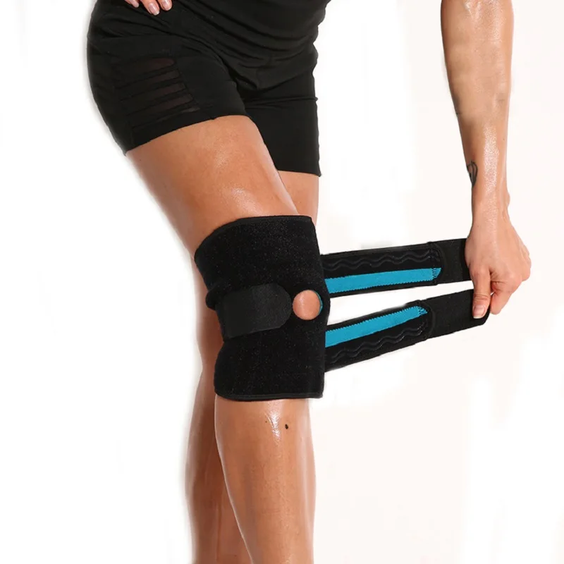 Adjustable Strap Elastic Patella Sports Support Black Neoprene Knee Support