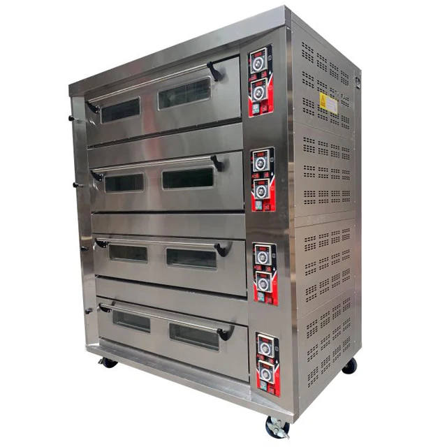 Industrial Bread Toast Baking Ovens 4 Deck 16 Tray Gas Pizza Loaf Oven for Bakery