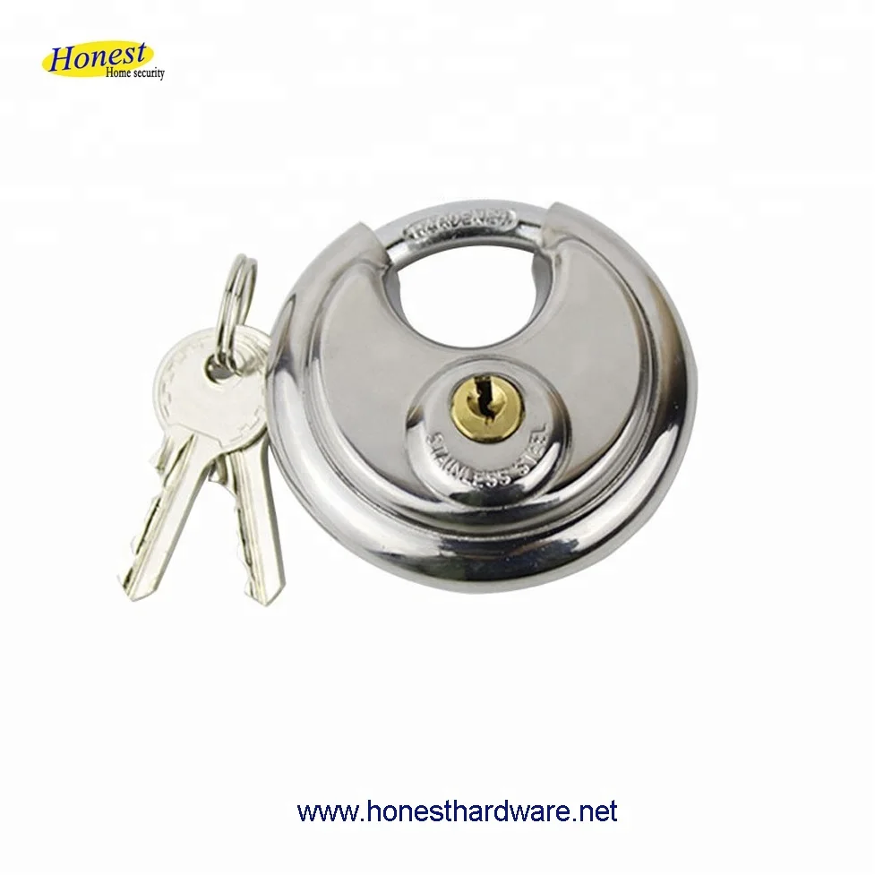 Heavy Duty Stainless Steel Round Lock Disc Padlock Discus Padlock With Keys