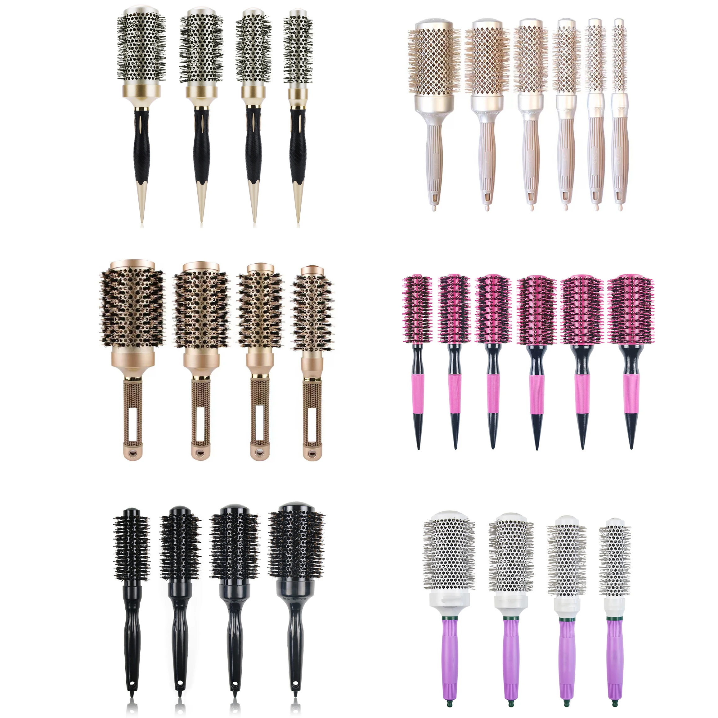 Wholesale Round Blowout Hair Brush for Blow Drying Thermal Barrel Heat Styling with Hairbrush Antistatic Nylon and Boar Bristle