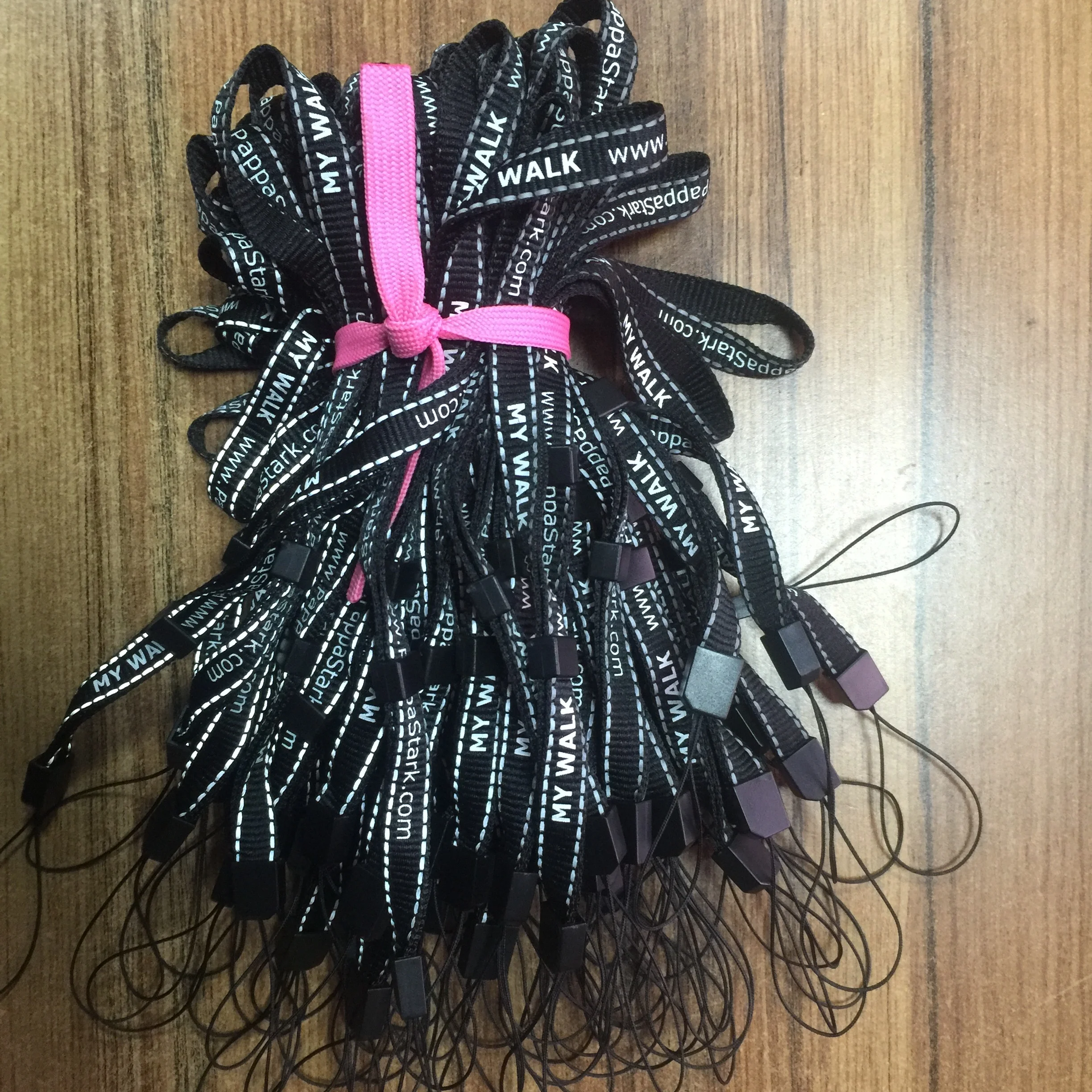 High quality custom short nylon screen printed reflective hand wrist strap lanyard with logo for pedometer anti-lost device