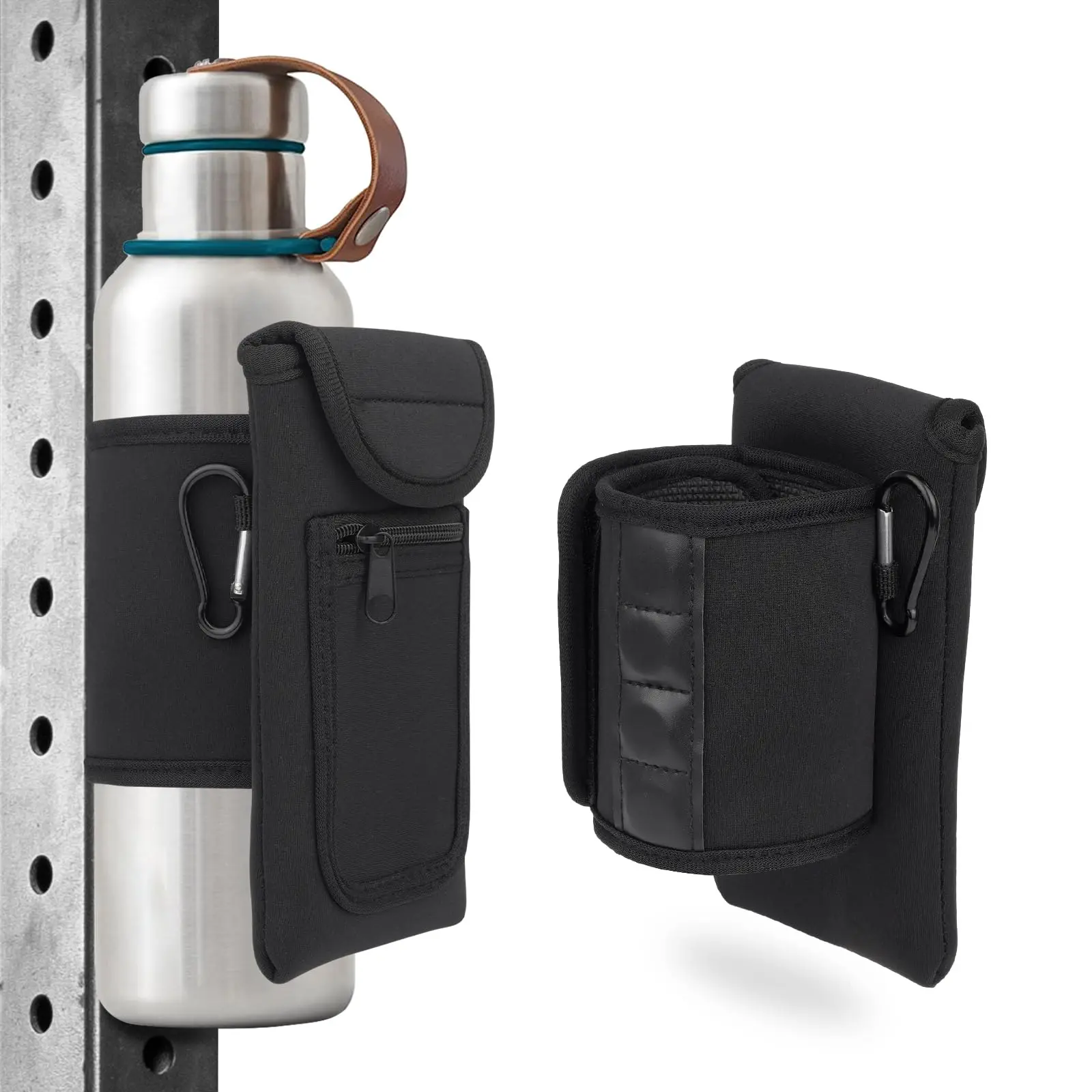 Custom Logo Neoprene Magnetic Water Bottle Sleeve Holder Pouch Bag Non-slip Gym Fitness Zipper Pockets Insulation Cell Phones