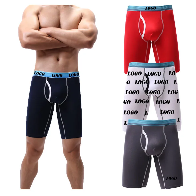 High Quality Breathable Par Hombr Boxer Brief Shorts Custom Logo Mens Boxer Underwear Open Pouch Custom Boxers