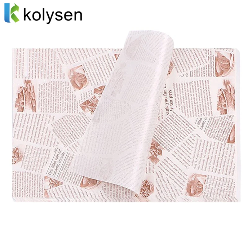 Printed Logo Food Sandwich Wrapper Burger Packaging Wax Paper Custom Shawarma Wrapping Paper