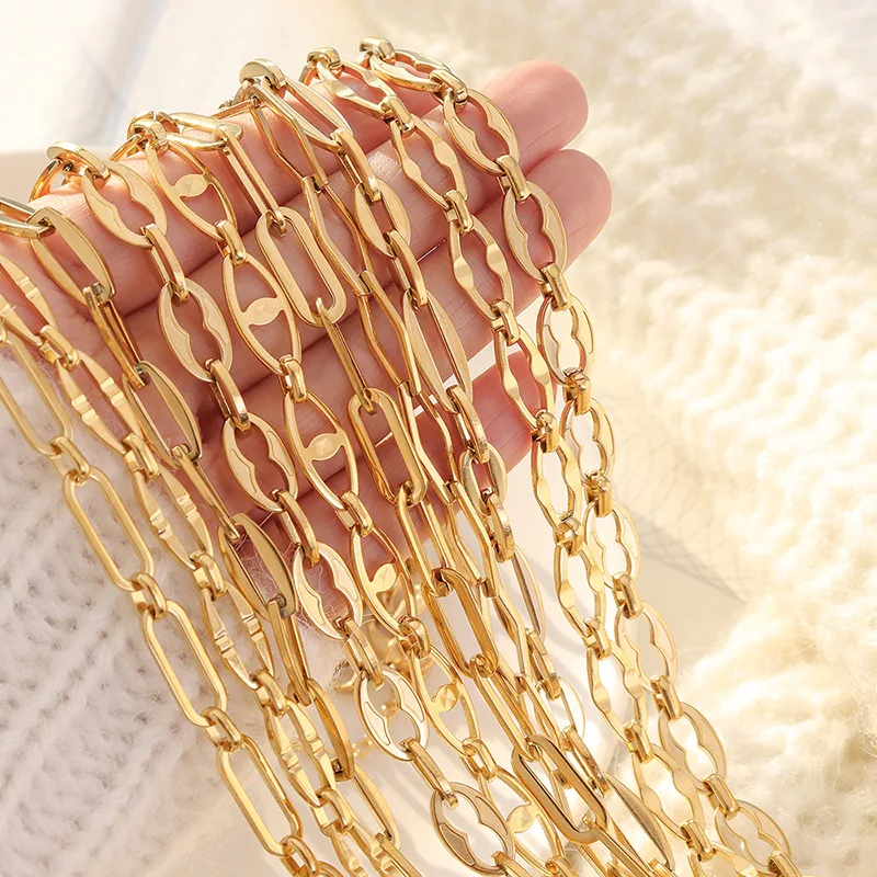 18k Jewelry High Quality Geometric Elements Stacked Simple Chain Titanium Steel Bracelet Necklace Set Waterproof Gold Chain Sets