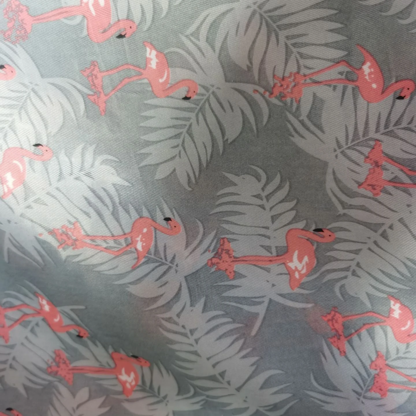 
Suzhou 230D Twill PU Coated Flamingo Printed Cartoon Custom Pattern 100g Waterproof Polyester Oxford Fabric For Makeup Bag Cover 