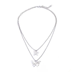 Fashion Cute Butterfly Pendant Necklace Double Butterfly Choker