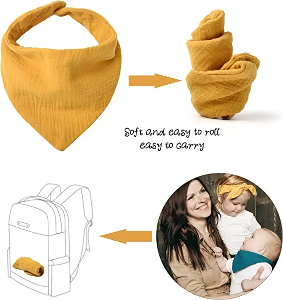 100% хлопок сертифицированный органический шарф-бандана слюнявчик из муслина двухсторонний