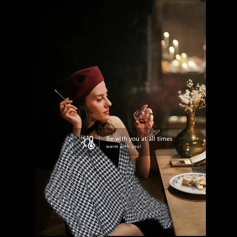 Promotional Usb Charging Winter Warmth Soft and Comfortable Battery Heating Shawl