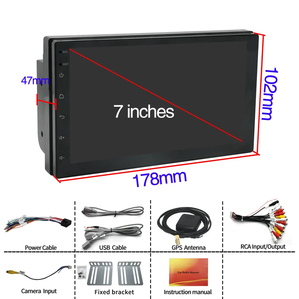 Universal 7 inch 2DIN Double DIN Car Android Auto Radio Stereo 8 Core 2G 32G Carplay DSP WIFI TV GPS Multimedia Car DVD Player