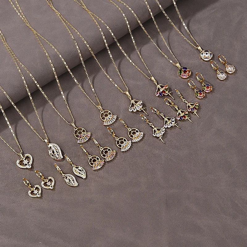 2018 Wedding Wear Butterfly Shape Dubai 18k laminated gold wholesale earrings and necklaces sets Jewelry Set