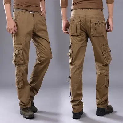 new design plus size slim twill zipper mens 6 Six Front Pocket Cargo Pants man trousers