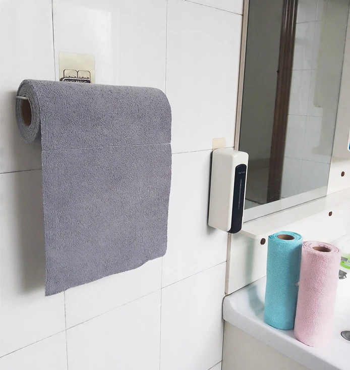 Custom Logo Quick Dry Microfiber Cleaning Cloths Rolls Strong Absorption Disposable Dish Cloth Reusable Lint Free Towel Roll