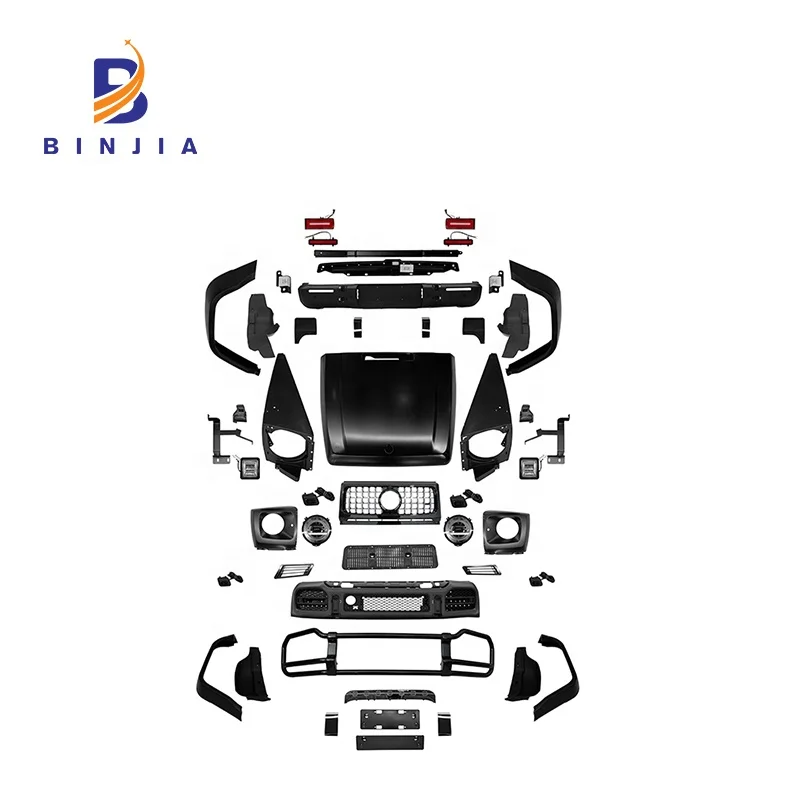 
 Комплект кузова включает в себя защиту переднего и заднего бампера, задний фонарь, брызговик, капот для G500, обновление до G63 для Mercedes Benz G W463  