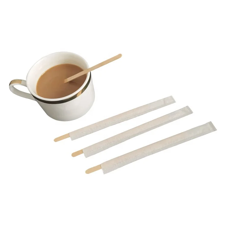 Customized Disposable Biodegradable Birch Wood Sugar Tea Coffee Mixer Wooden Coffee Stirrer Stick 140Mm