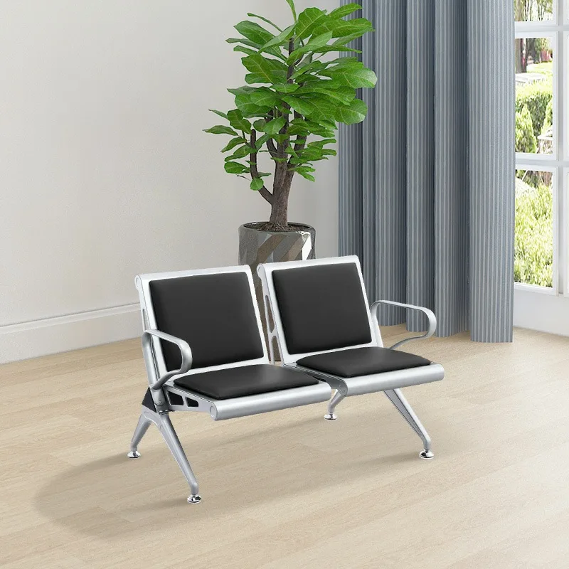 Ergonomic Airport Chair Stainless Steel Waiting Room Bench for Hospitals and Public Lounges  High Hardness Electroplated Finish