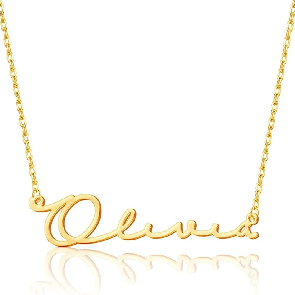 Handwritten Name Chain Personalized Nameplate Bar Necklace Stainless Steel Non-Fading Necklace Female Summer Clavicle Chain