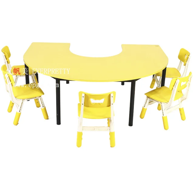 Nursery Furniture School Furniture 5-Seaters School Desk and Chair Metal Sets Material Fasion Type U-shape Table and Chair Set