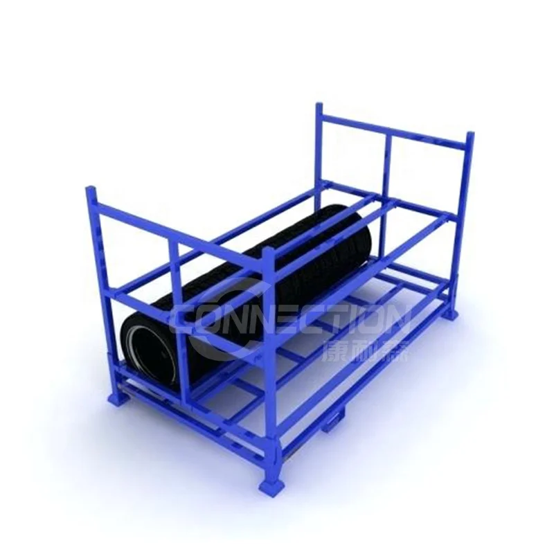 hot sale powder coated foldable storage car tyre rack