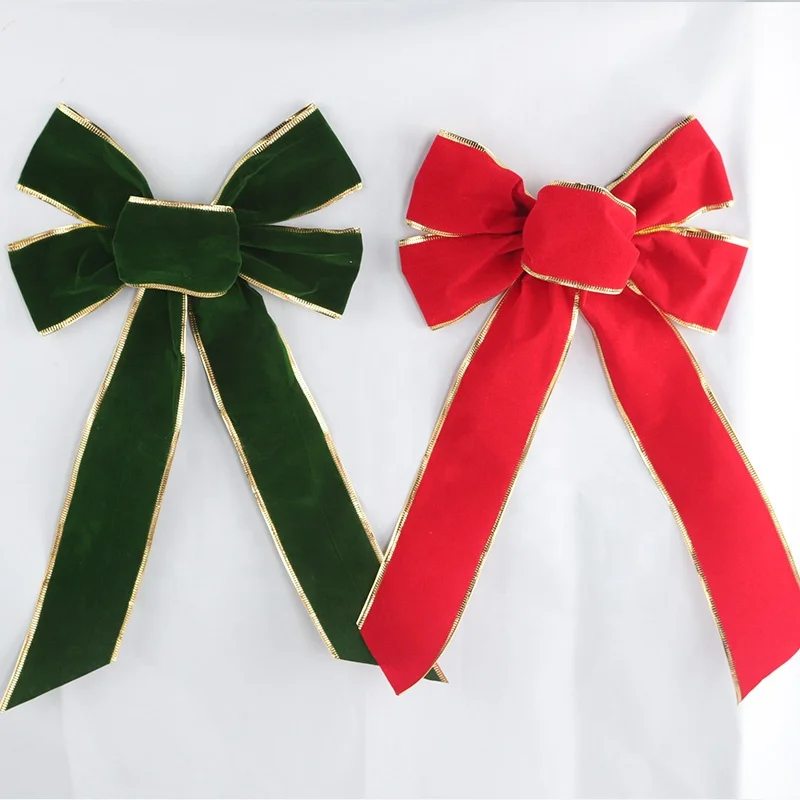 New Design Pre-tied DIY Gift Wrapping Ribbon Bow Large Bow Red Velvet Ornament Christmas Scene Christmas Ribbon Bow